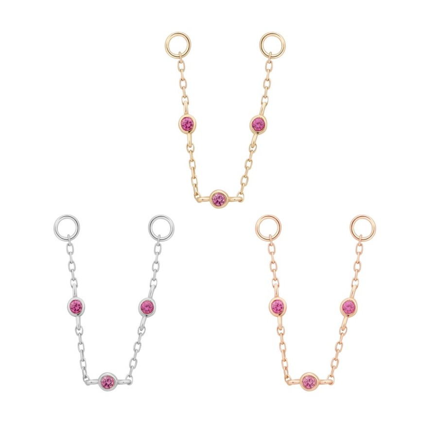 Chains + Charms Buddha Jewelry | 3 Bezel Pink Sapphire Chain