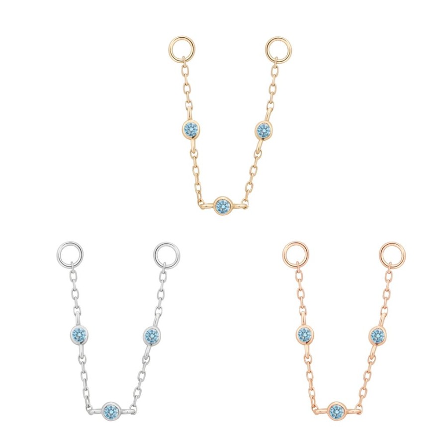 Chains + Charms Buddha Jewelry | 3 Bezel London Blue Topaz Chain