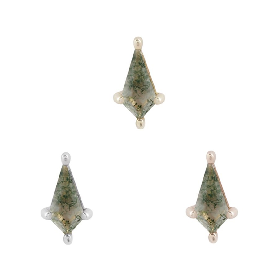 Threadless Ends Buddha Jewelry Organics | Mini Soho - Kite Cut Moss Agate - Threadless End