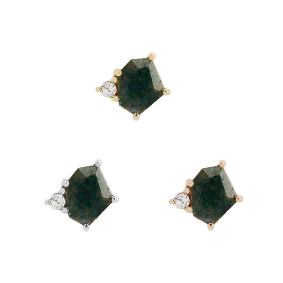 Threadless Ends Buddha Jewelry Organics | Elicit - Moss Agate + Cz - Threadless End