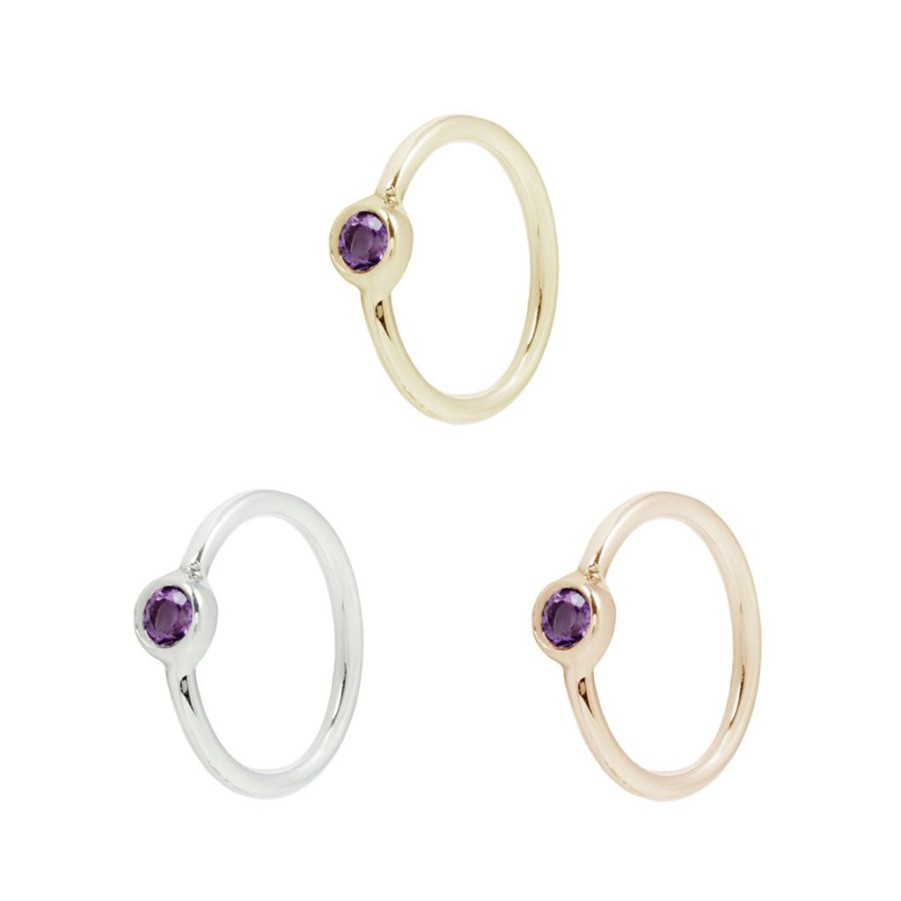 Threadless Ends Buddha Jewelry Organics | Fixed Bezel Bead Ring 2Mm Amethyst - Side Set Facing