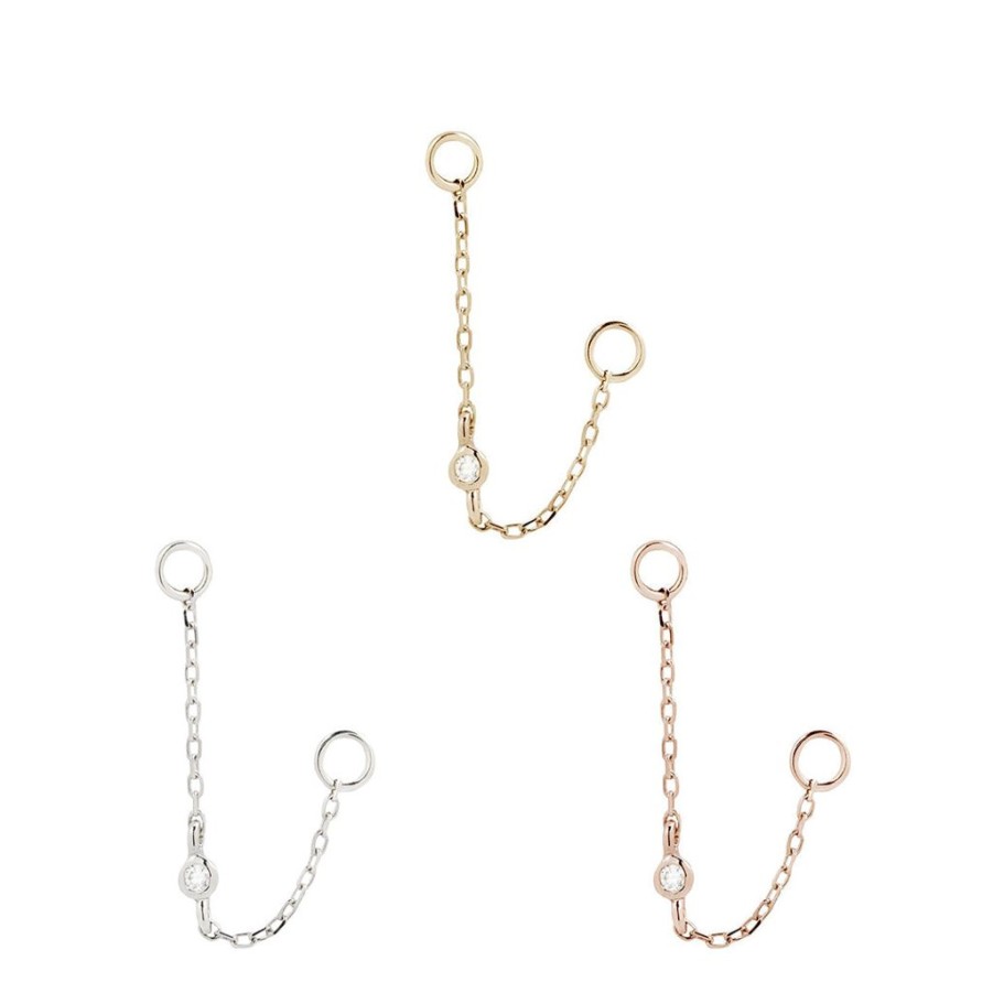 Chains + Charms Buddha Jewelry Organics | Round Center Cz Chain - Solid 14Kt Gold