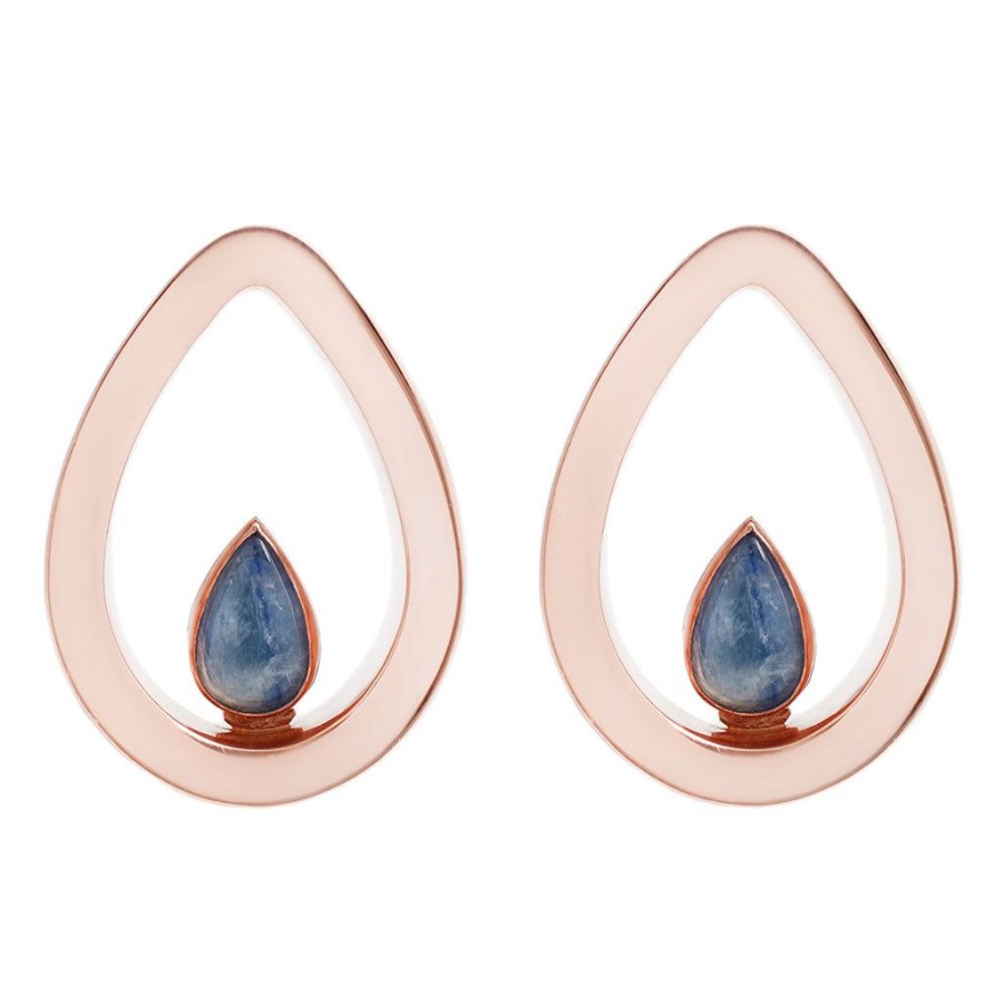 Plugs + Eyelets Buddha Jewelry Organics | Evoke Mayan Teardrops - Rose Gold + Blue Kynaite