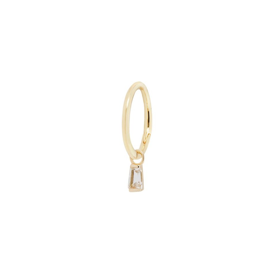 Chains + Charms Buddha Jewelry Organics | La Madeleine Baguette Charm 14Kt Solid Gold + White Topaz