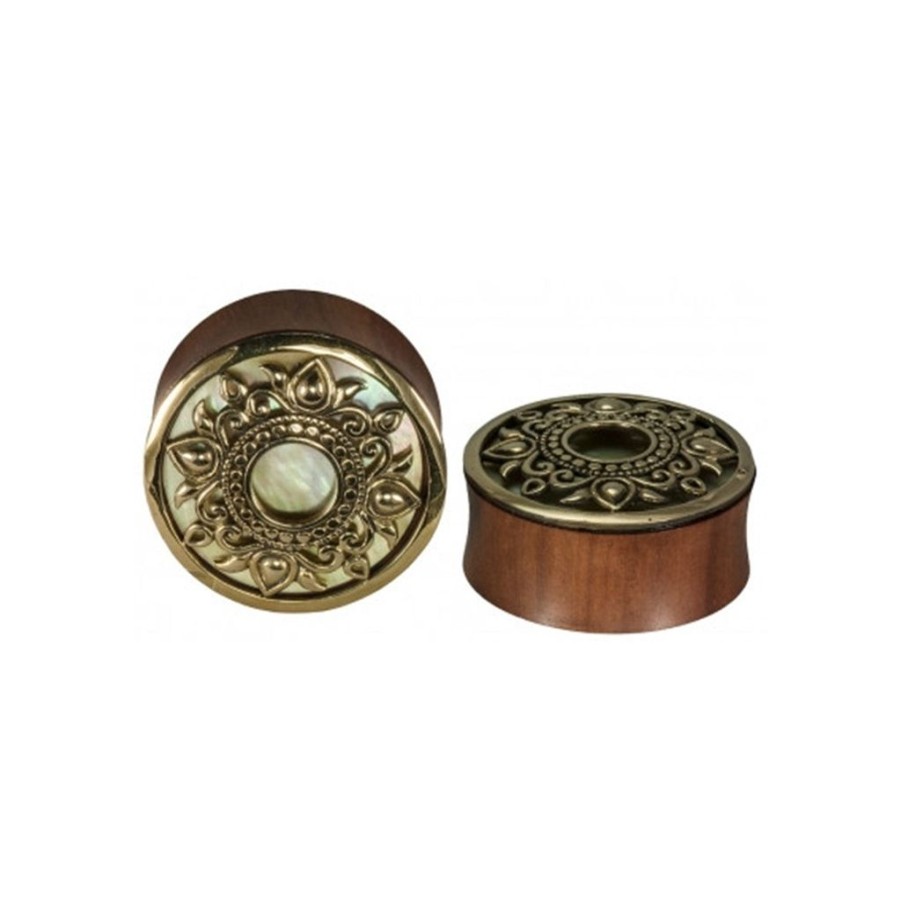 Plugs + Eyelets Buddha Jewelry Organics | Philomena Plugs - Brass + Mother Of Pearl