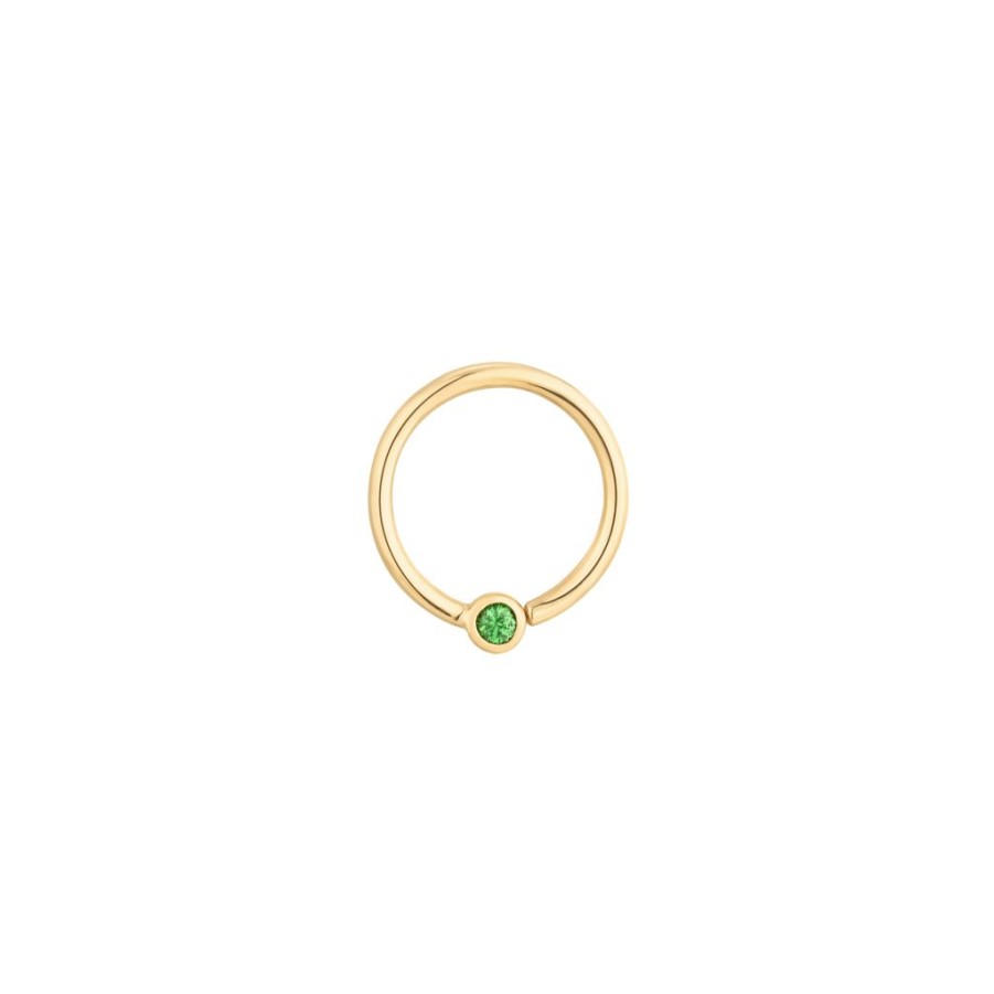 Threadless Ends Buddha Jewelry | Fixed Bezel Bead Ring 2Mm Tsavorite Yellow Gold