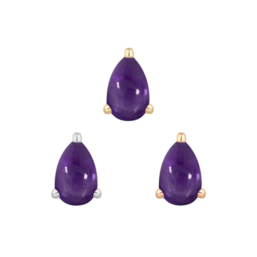 Threadless Ends Buddha Jewelry | Amethyst Prong Pear - Threadless End