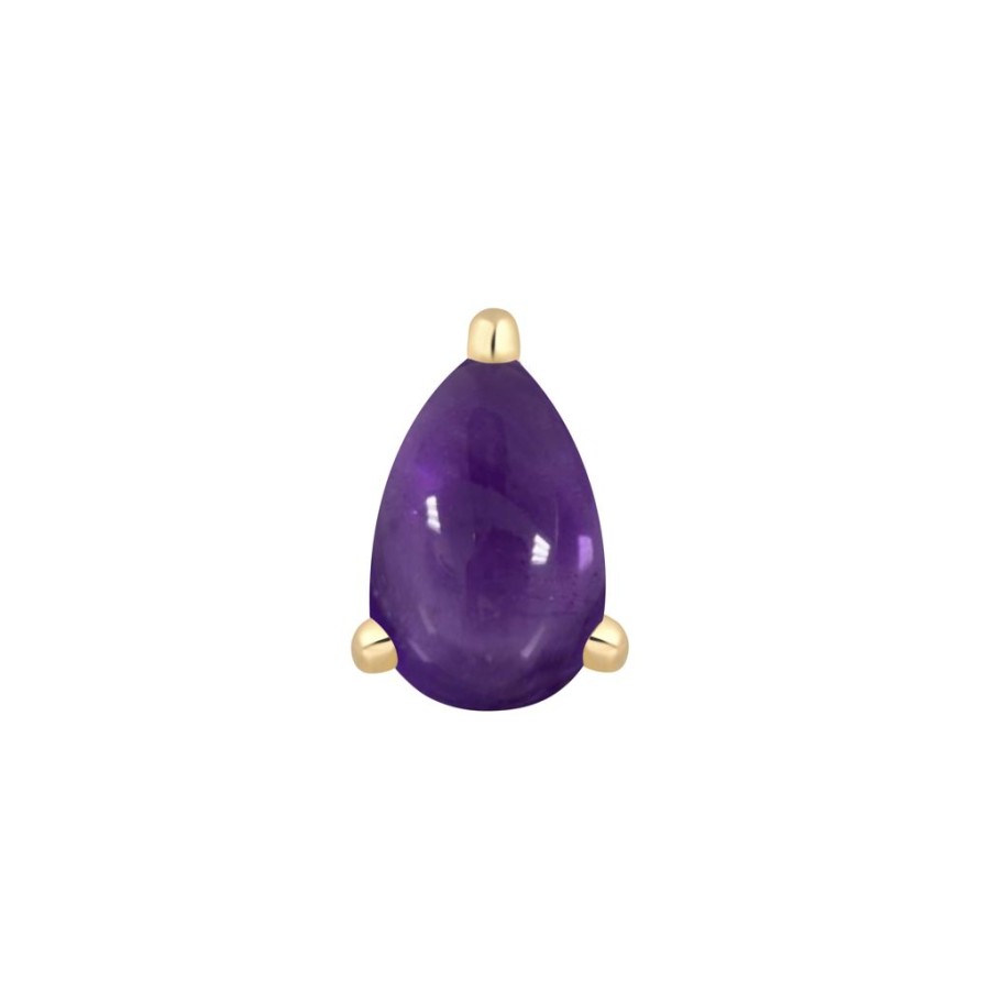 Threadless Ends Buddha Jewelry | Amethyst Prong Pear - Threadless End