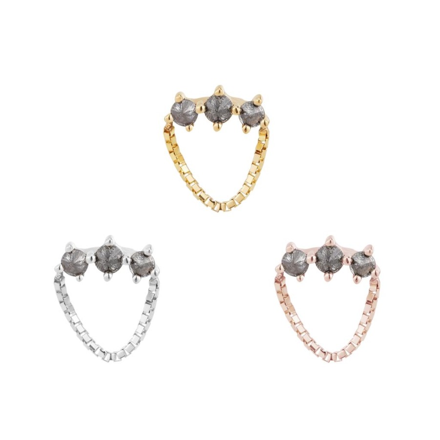 Threadless Ends Buddha Jewelry | Halston - Reverse Set Grey Diamond - Threadless End