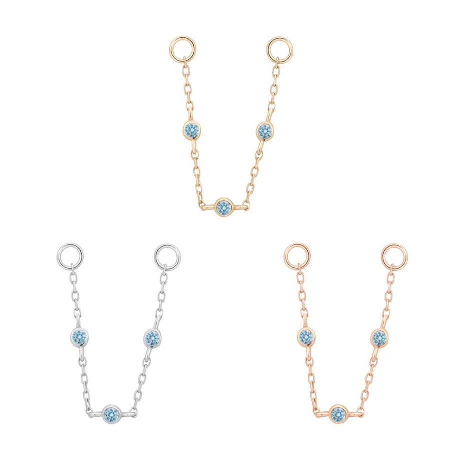 Threadless Ends Buddha Jewelry | 3 Bezel London Blue Topaz Chain