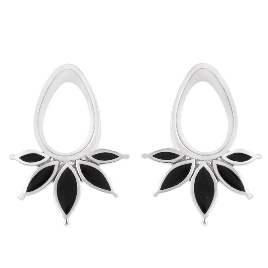 Plugs + Eyelets Buddha Jewelry Organics | Marquise Eyelets - White Gold + Onyx