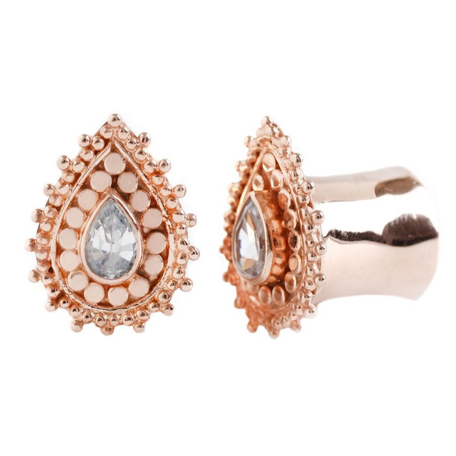 Plugs + Eyelets Buddha Jewelry | Aja Plugs - Rose Gold Plated - Cz