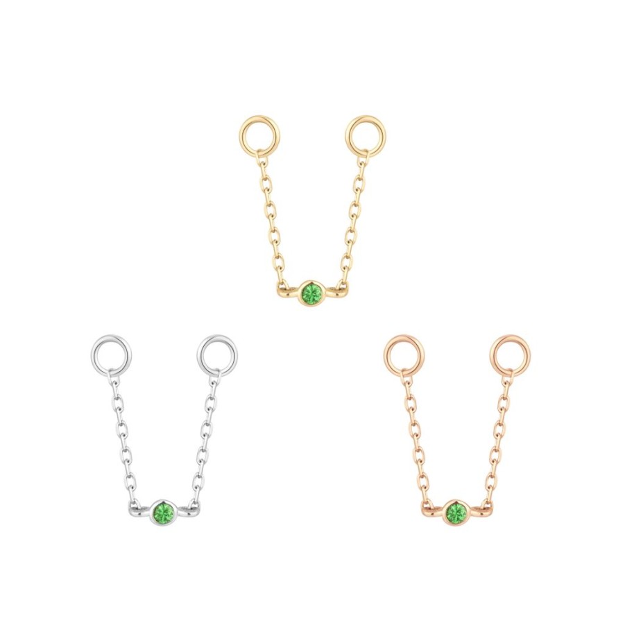 Chains + Charms Buddha Jewelry | Round Center - Tsavorite - Gold Chain