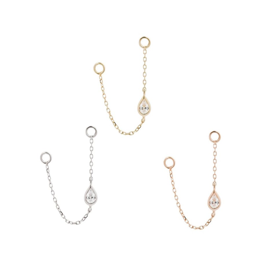 Chains + Charms Buddha Jewelry Organics | Teardrop Cz Chain - Solid 14Kt Gold