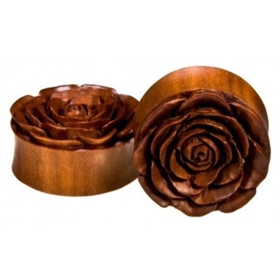 Plugs + Eyelets Buddha Jewelry Organics | Rose Flower Plugs - Saba Wood