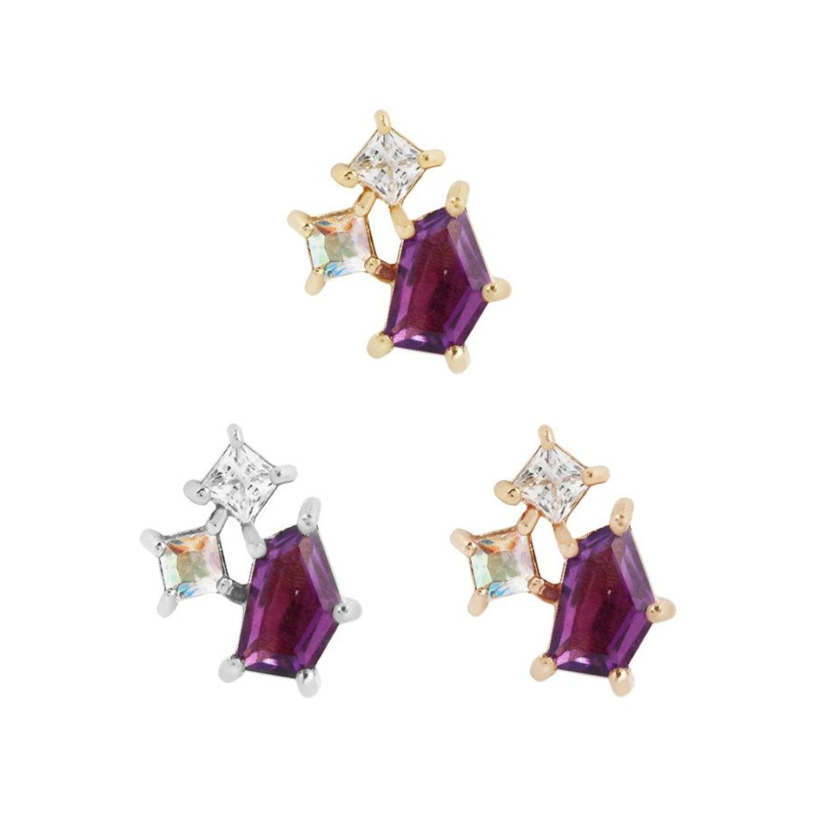 Threadless Ends Buddha Jewelry Organics | Lyra - Amethyst + Mercury Mist Topaz + Cz