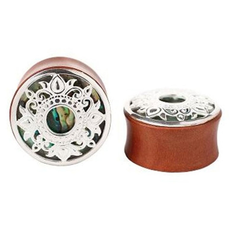 Plugs + Eyelets Buddha Jewelry Organics | Philomena Plugs - Silver + Abalone