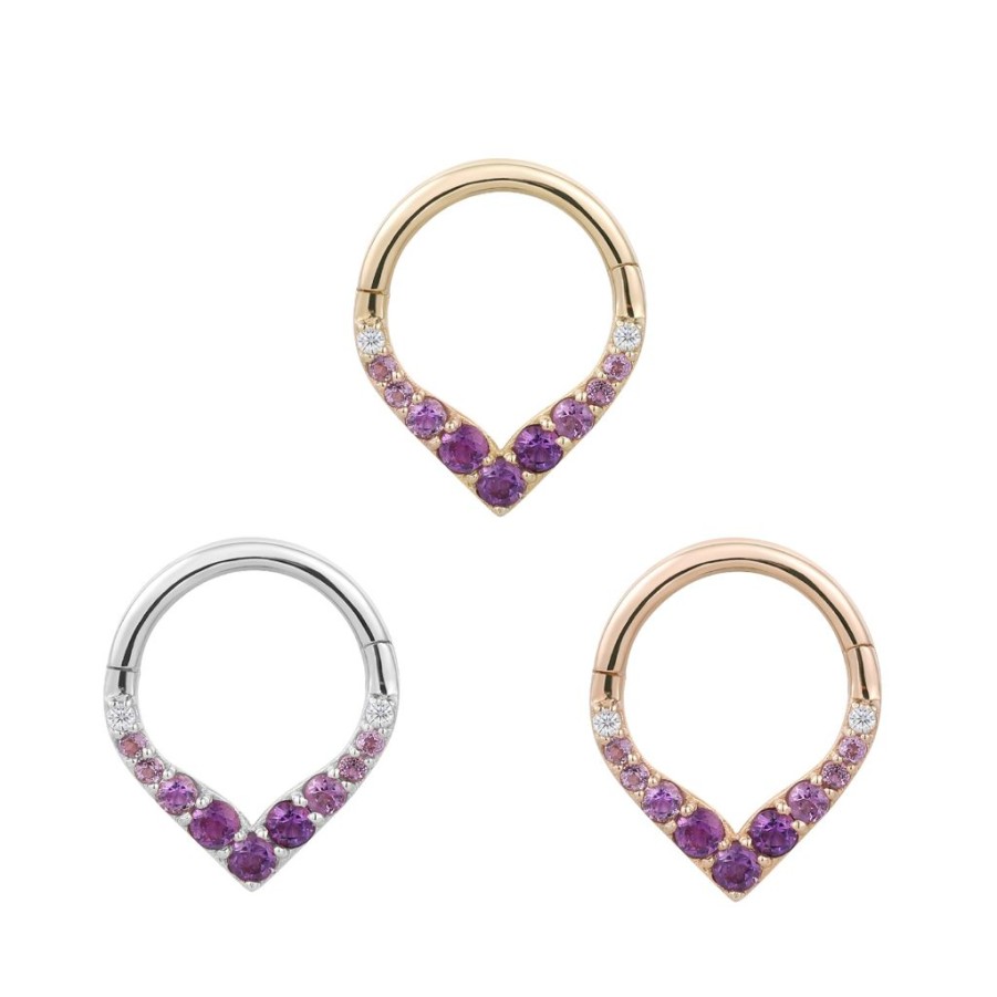 Threadless Ends Buddha Jewelry Organics | Rise + Shine - Amethyst Ombre - Solid 14Kt Gold Clicker