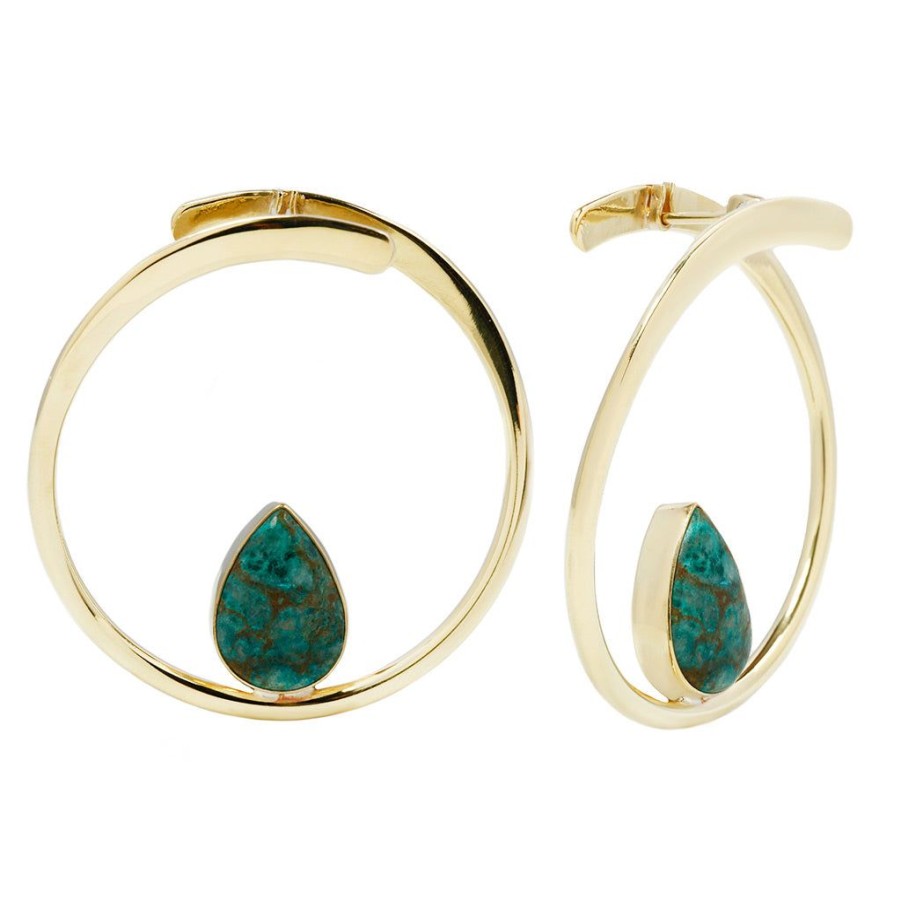 Threadless Ends Buddha Jewelry Organics | Stay Sexy Earrings - Brass + Chrysocolla