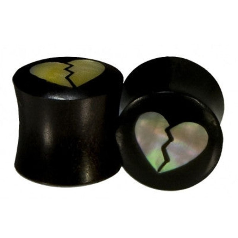 Plugs + Eyelets Buddha Jewelry Organics | Broken Heart Plugs - Arang Wood + Mother Of Pearl