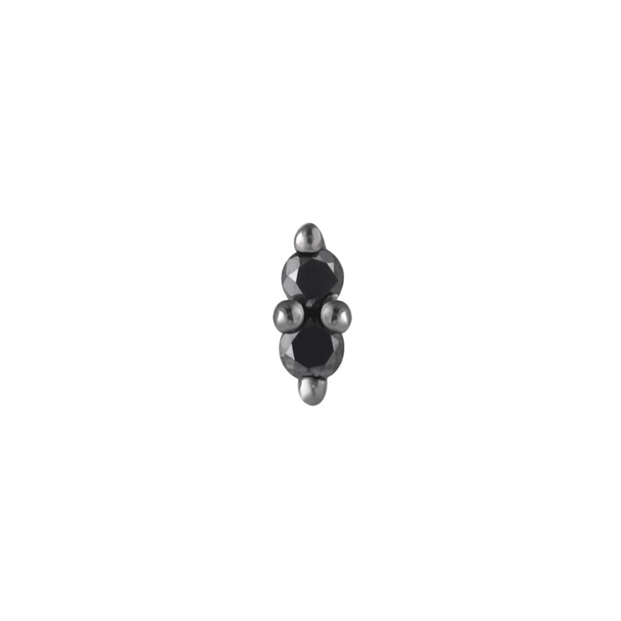 Threadless Ends Buddha Jewelry | Mishka Prong 2 - Black Diamond + Rhodium - Threadless End