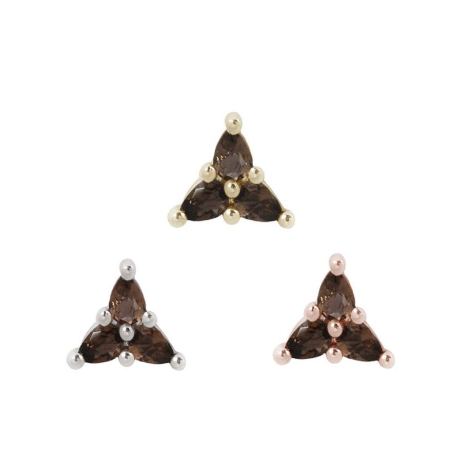 Threadless Ends Buddha Jewelry | 3 Little Pears - Smokey Quartz - Threadless End