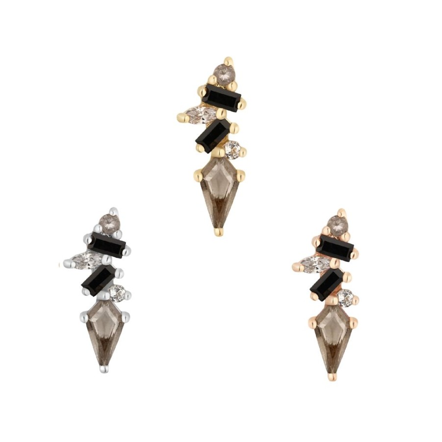 Threadless Ends Buddha Jewelry | Mixt - Smoky Quartz + Black Spinel - Threadless End