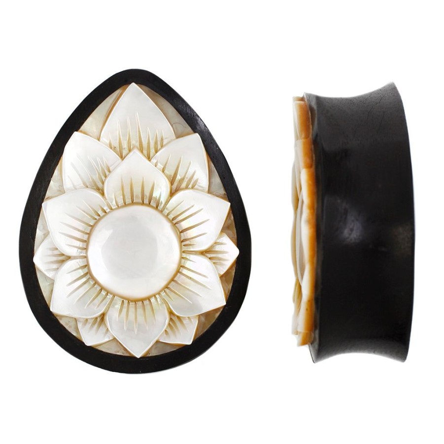 Plugs + Eyelets Buddha Jewelry Organics | Lotus Flower Plug - Mother Of Pearl