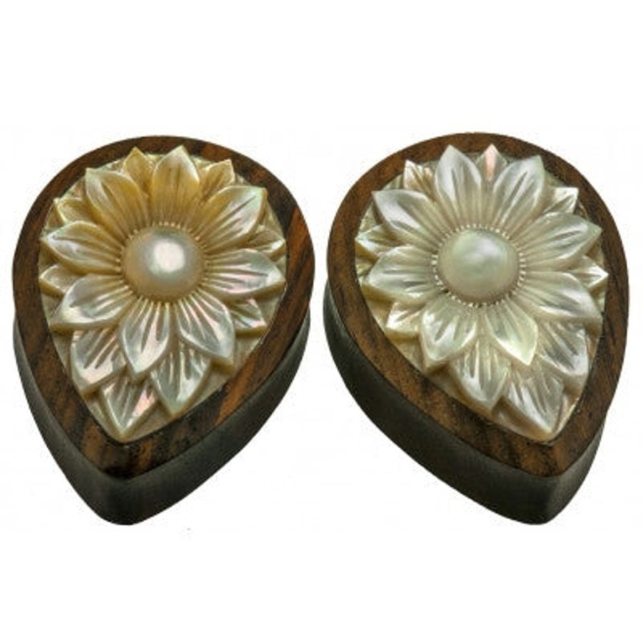 Plugs + Eyelets Buddha Jewelry Organics | Lotus Flower Plug - Mother Of Pearl