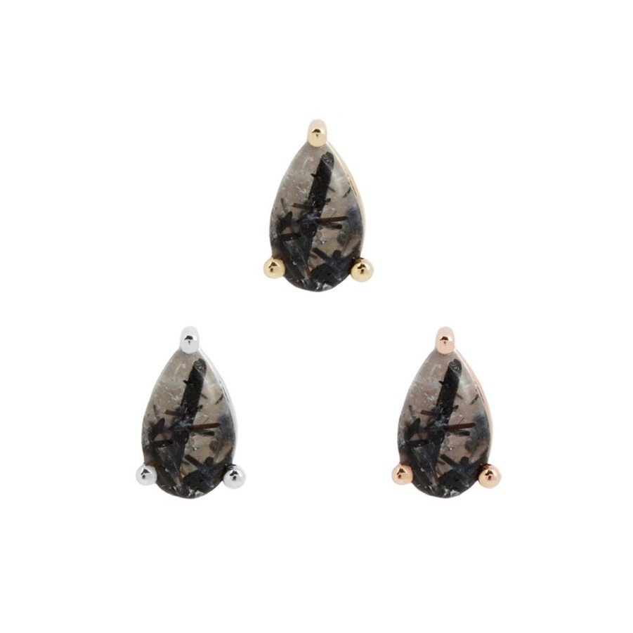 Threadless Ends Buddha Jewelry Organics | Tourmalated Quartz Pear - Threadless End