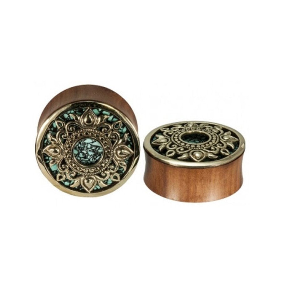 Plugs + Eyelets Buddha Jewelry Organics | Philomena Plugs - Brass + Onyx Turquoise